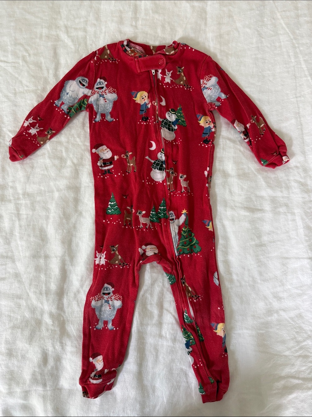 Kids Red Holiday Print One-Piece Pajamas